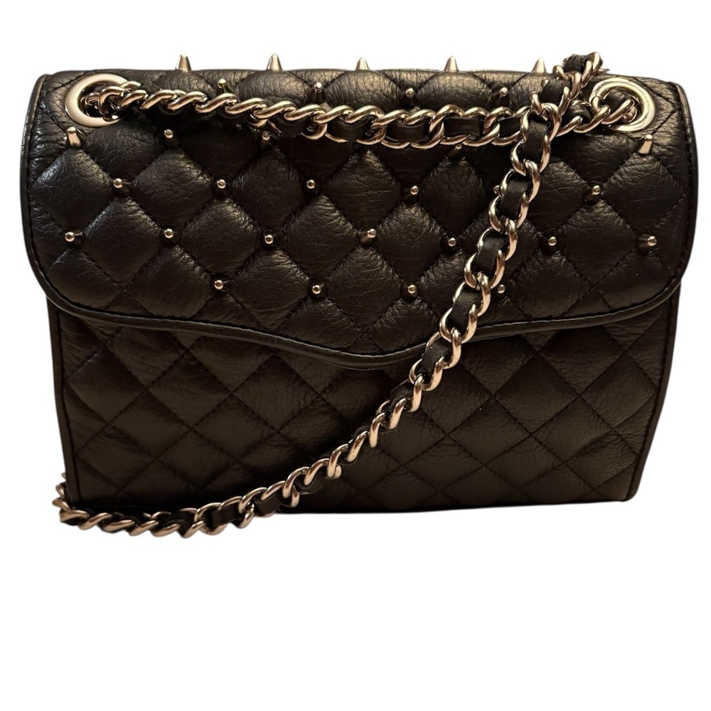 Rebecca Minkoff Mini Quilted Affair with Studs in Black with Gold Hardware